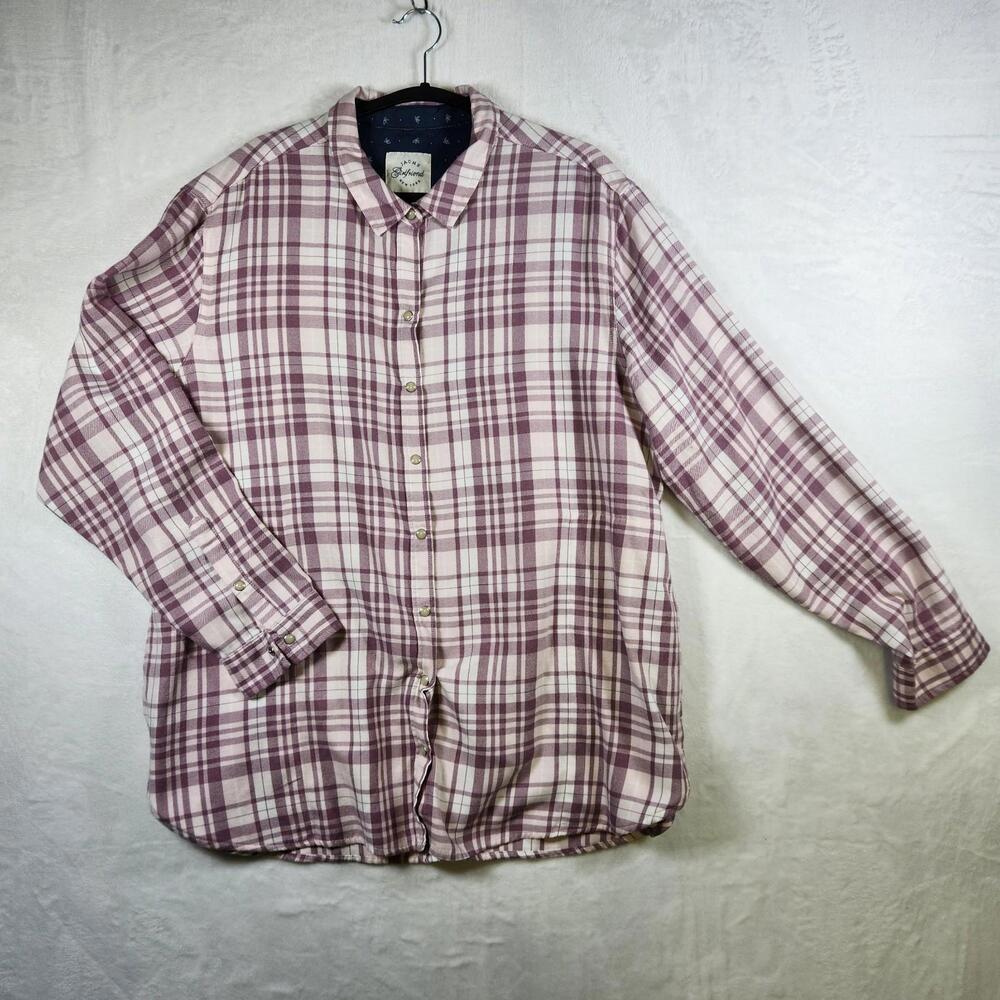 Jachs Girlfriend Pink Plaid Flannel Pearled Snaps Shirt‎ Size 2XL Grunge Western